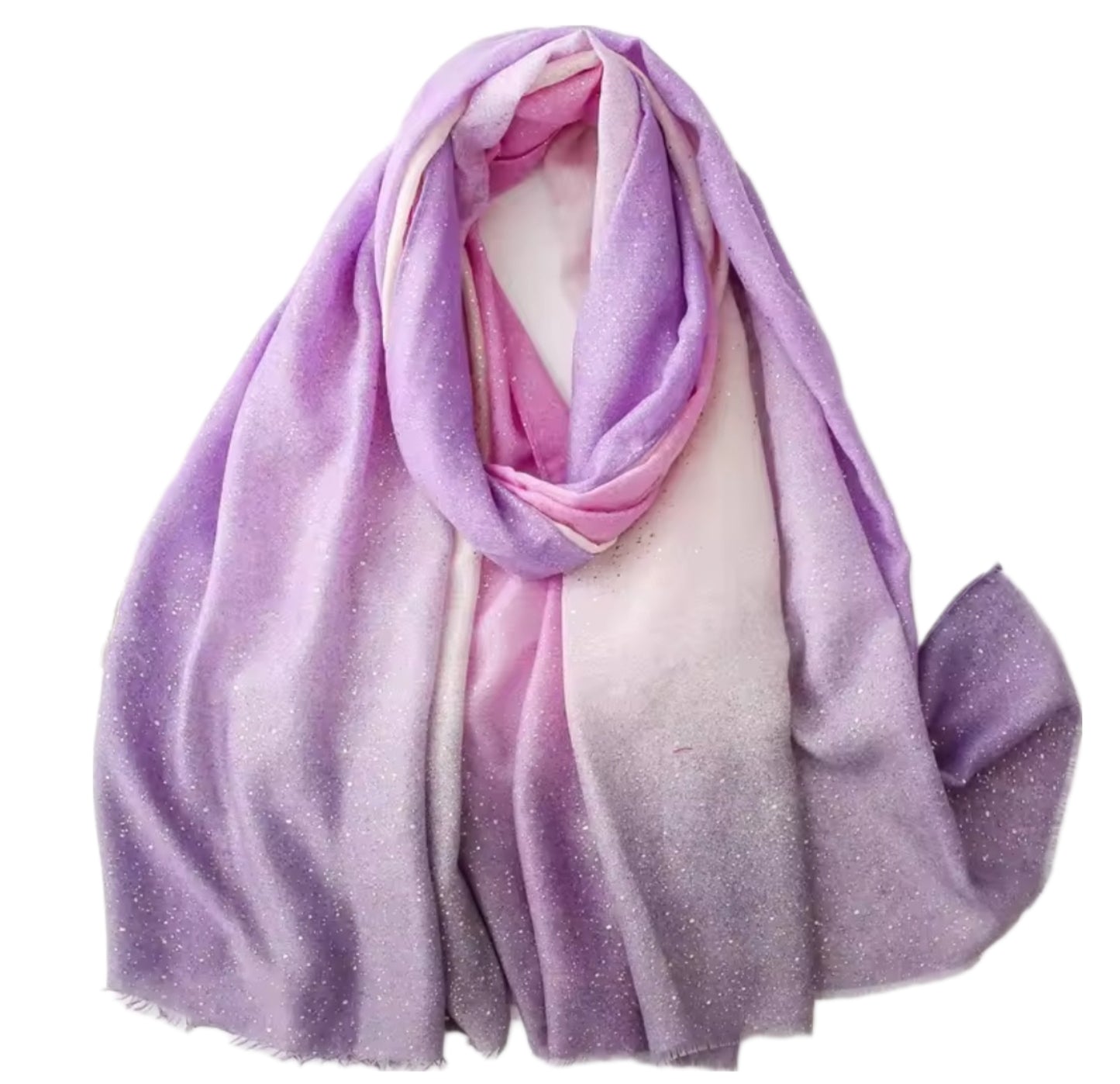Sparkle Glitter Hijab – Ombré Charcoal to Beige | Elegant Shimmer Scarf 180x70cm
