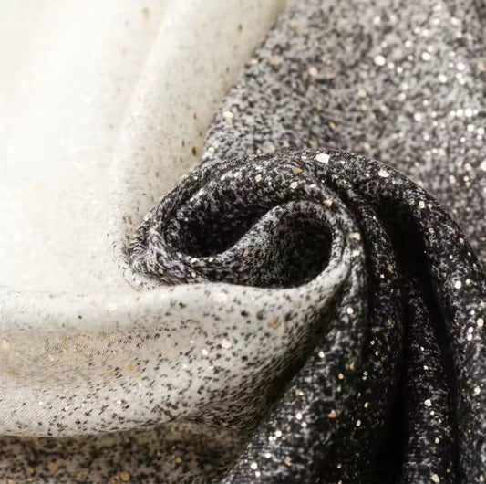 Sparkle Glitter Hijab – Ombré Charcoal to Beige | Elegant Shimmer Scarf 180x70cm