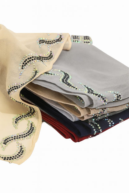 Amodeyah Embellished Hijab – Elegant Crystal Detailing in Multiple Colors