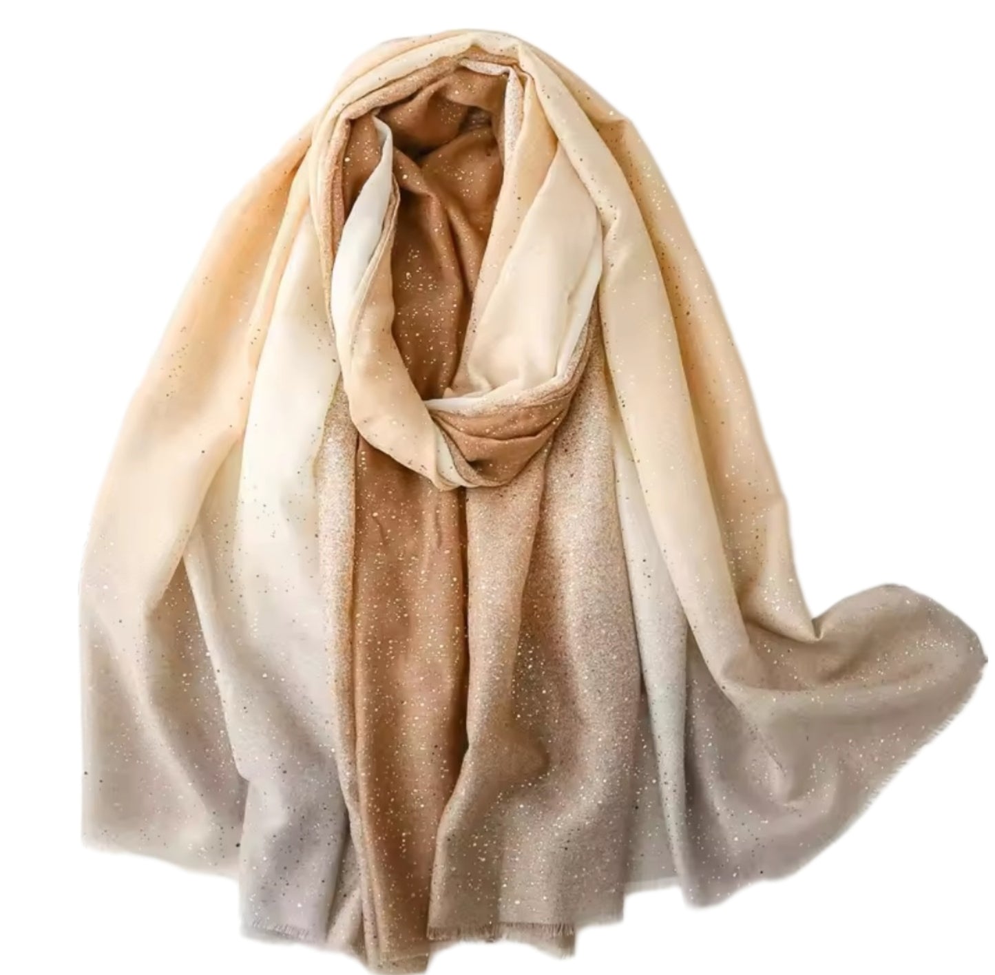 Sparkle Glitter Hijab – Ombré Charcoal to Beige | Elegant Shimmer Scarf 180x70cm
