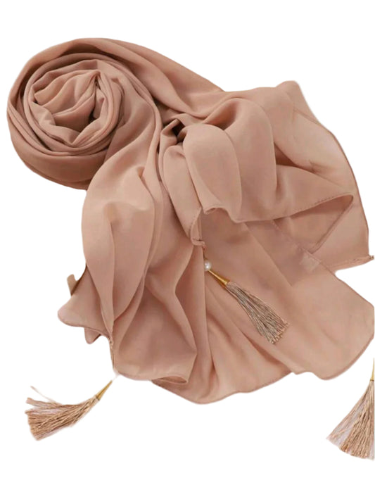 https://www.amodeyah.com/cdn/shop/files/Camel Beige Chiffon Hijab with Tassel & Pearl Detail.pjg