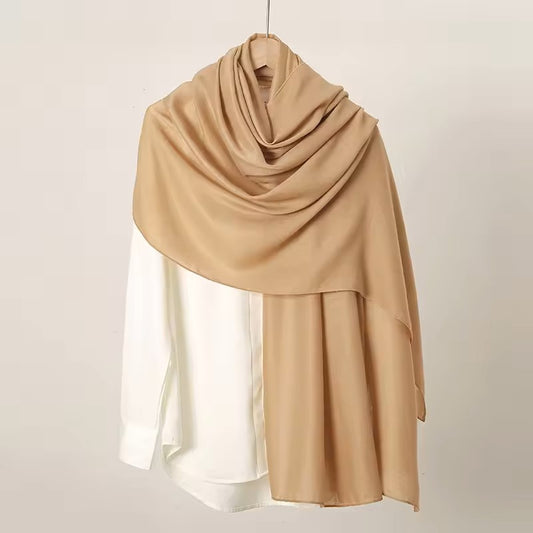 Cotton-Linen Hijab – Taupe Beige | Textured & Breathable
