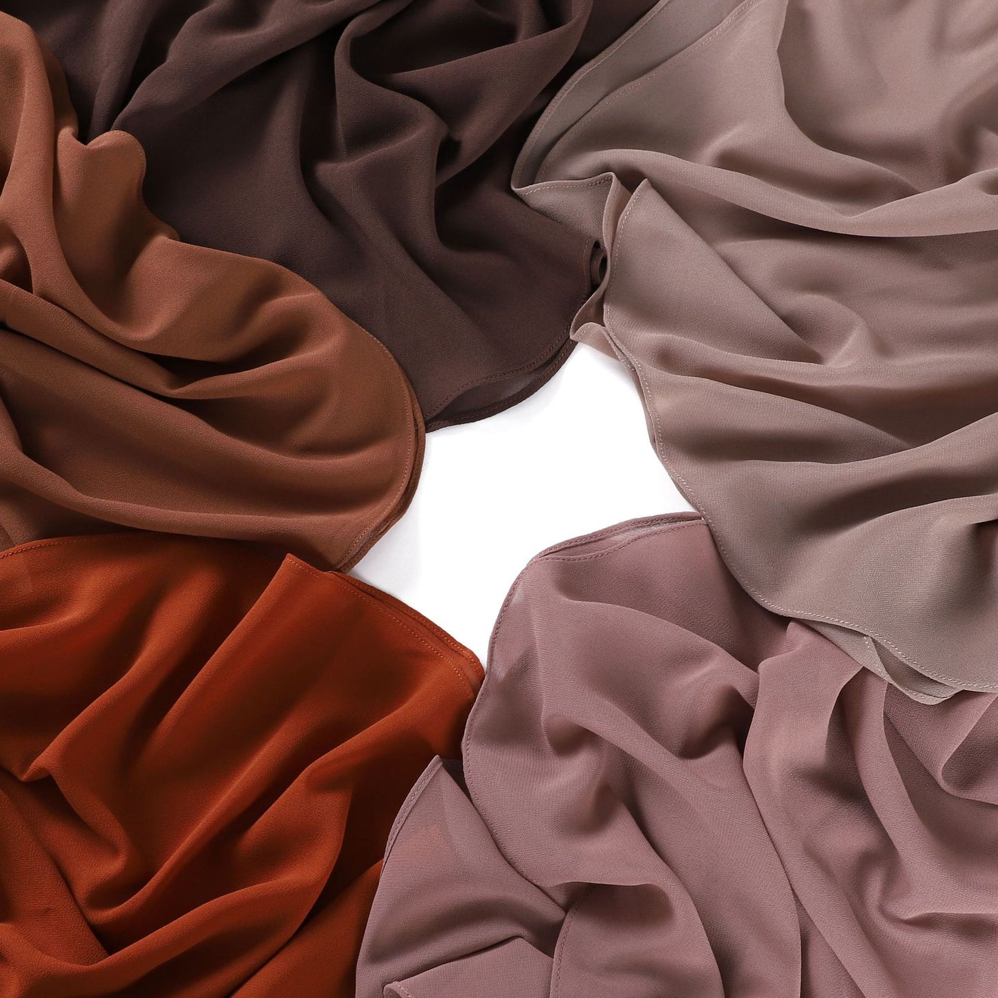 Round Cut Elegance Collection – Chiffon Hijabs in Pastels & Earthy Tones | Lightweight, Breathable Wrap