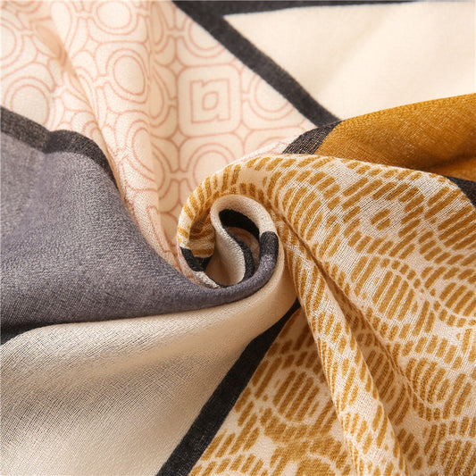 www.amodeyah.com/cdn/shop/files/Mustard_YellowArtisan Blocks Hijab | Cotton-Mix Geometric Print Scarf 1