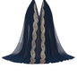 Embellished Luxe Chiffon Hijab – Gold & Silver Bead Embroidery | Elegant Occasion Scarf 180x70cm