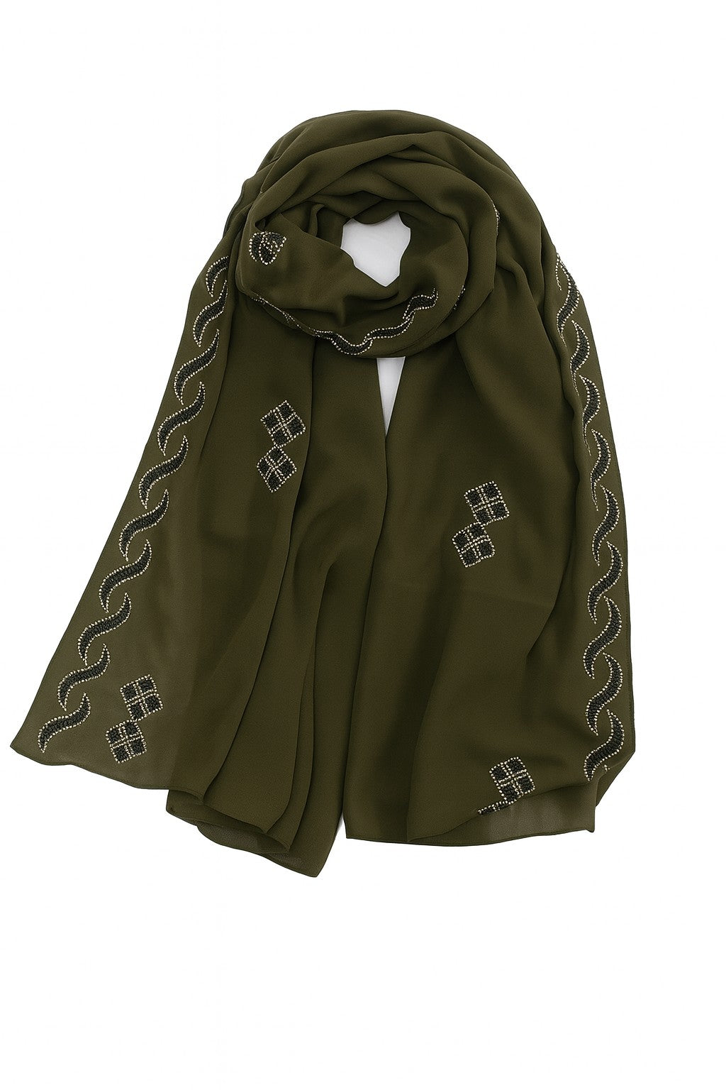 Amodeyah Embellished Hijab – Elegant Crystal Detailing in Multiple Colors