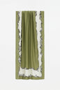Amodeyah Two-Tone Printed Hijab — Olive • Cream (Baroque Border)