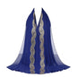 Embellished Luxe Chiffon Hijab – Gold & Silver Bead Embroidery | Elegant Occasion Scarf 180x70cm