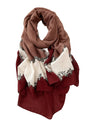 Amodeyah Tri-Tone Printed Hijab — Burgundy • Cream • Mocha