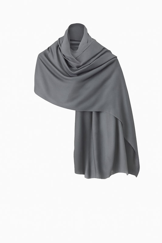 Cotton-Linen Hijab – Slate Grey | Textured & Breathable