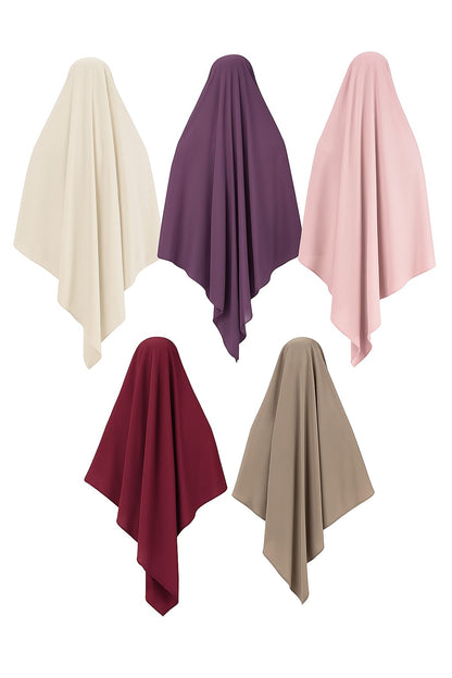 Flowy Straight Cut Khimar Hijab – Full Coverage | Lightweight Chiffon